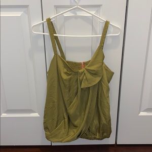 Rachel Roy green dressy tank with pink/gold zipper
